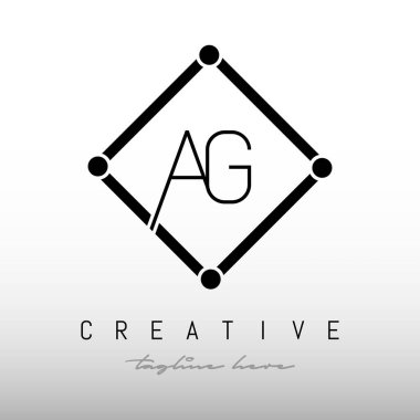 İlk AG Square Framed Letter Logo Tasarımı. Yaratıcı Harf AG Logo Tasarımı.