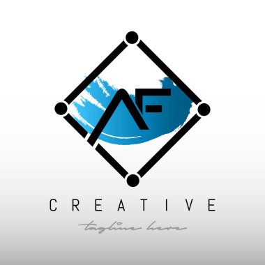 İlk AF Square Framed Letter Logo Tasarımı. Yaratıcı Harf AF Logo Tasarımı.