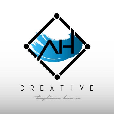 AH Square Framed Letter Logo Tasarımı. Yaratıcı Harf AH Logo Tasarımı.