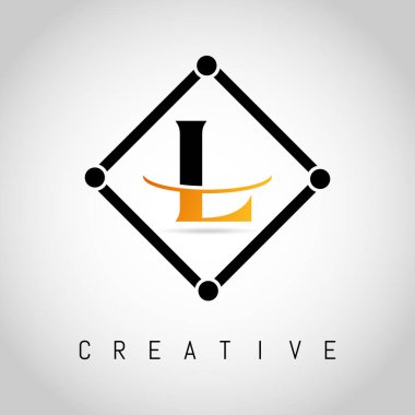 L Meydanı Çerçeveli Harf Logosu Tasarım Vektörü. Yaratıcı Harf L Logo Tasarımı.