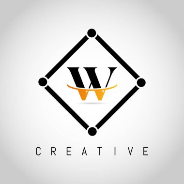 W Square Framed Letter Logo Tasarım Vektörü. Yaratıcı Harf W Logo Tasarımı.