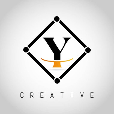 Y Meydanı Çerçeveli Harf Logosu Tasarım Vektörü. Yaratıcı Harf Y Logo Tasarımı.