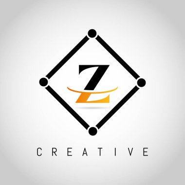 Z Square Framed Letter Logo Tasarım Vektörü. Yaratıcı Harf Z Logo Tasarımı.