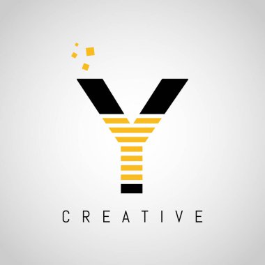 Y Harfi Logosu Altın Çizgiler Tasarımı. Satır Harfi Sembolü Y Logo Tasarım Vektörü İllüstrasyonu.