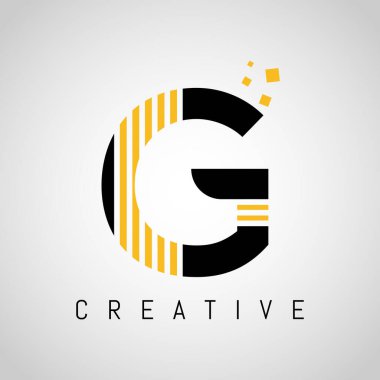 Altın çizgili G harfi logosu. Satır Harfi Sembol G Logo Tasarım Vektörü İllüstrasyonu.