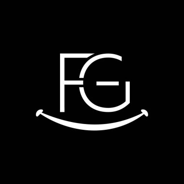 İlk FG Harf Logosu Tasarım Vektör Şablonu. Soyut gülümseme şekli FG Harf Logosu Tasarım Vektörü İllüstrasyonu.