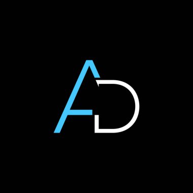 İlk AD ya da A D soyut olağanüstü profesyonel iş müthiş sanatsal markalaşma şirketi farklı renkler logo tasarım vektör şablonu.