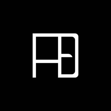 İlk AB harfi Logo Tasarım Şablonu. Soyut Siyah ve Beyaz Renkli Harf AB logo Tasarımı.