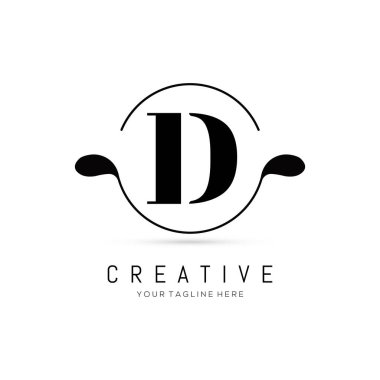 Çember elemanlı ilk D harfi logo tasarımı. D harfi logo tasarım vektör çizim şablonu.