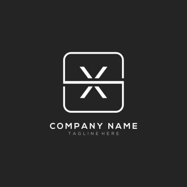 X logosu, beyaz kare elementli karanlık vektör konsepti tasarlıyor. X harfi logo tasarımı.