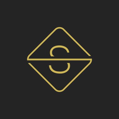 S harfi logo tasarım şablonu kare ögesi. S harfi logo tasarımı Vektör illüstrasyonu.