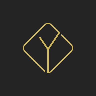 İlk harf Y logo tasarım şablon kare ögesi. Y harfi logo tasarımı Vektör illüstrasyonu.