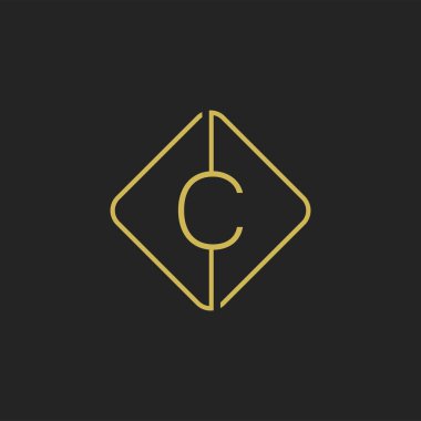 İlk harf C logo tasarım şablonu kare ögesi. C harfi logo tasarımı Vektör illüstrasyonu.