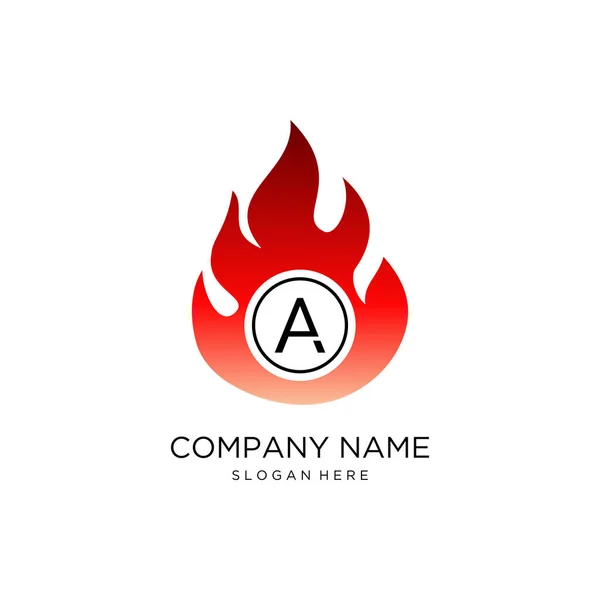 Carta Inicial Diseño Logotipo Con Forma Llama Fuego Concepto Diseño — Archivo Imágenes Vectoriales