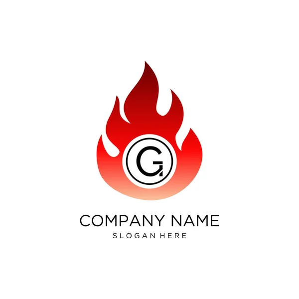 Letra Inicial Logo Design Fire Flame Shape Design Concept Creative — Archivo Imágenes Vectoriales