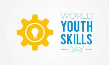 Dünya Gençlik Becerileri Günü konulu vektör illüstrasyonu her yıl Temmuz ayında gözlemlenir.