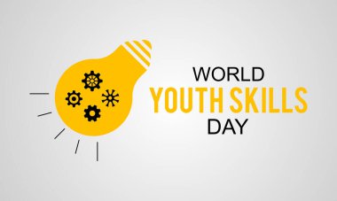Dünya Gençlik Becerileri Günü konulu vektör illüstrasyonu her yıl Temmuz ayında gözlemlenir.