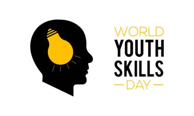 Dünya Gençlik Becerileri Günü konulu vektör illüstrasyonu her yıl Temmuz ayında gözlemlenir.