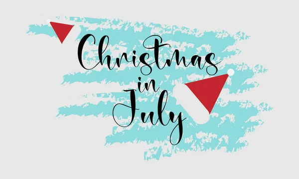 El çizimi yaz mektupları. Temmuz 'da Noel indirimi için tasarım elemanı. Vektör illüstrasyon şablon tasarımı.