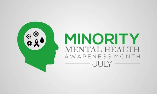 Azınlık zihinsel sağlık farkındalığı ayı. Temmuz ayının ulusal azınlık zihin sağlığı farkındalığı ayı. Tebrik kartı, arka planı olan bir poster. Vektör illüstrasyon tasarımı.