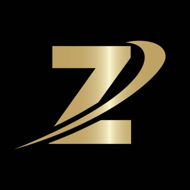 Yaratıcı harf Z Logo Tasarım Vektör Şablonu. Modern Z Logo Tasarımı alfabe tabanlı iş logosu altın rengi ve siyah arkaplan.