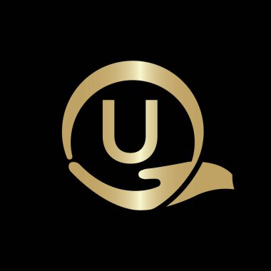 U harfine el bakım logosu şablonu. Yaratıcı harf U Logo Tasarım Vektör Şablonu.