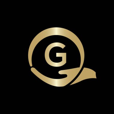 G harfi üzerinde el bakım logosu şablonu yaratıcı G harfi logo tasarım vektör şablonu.