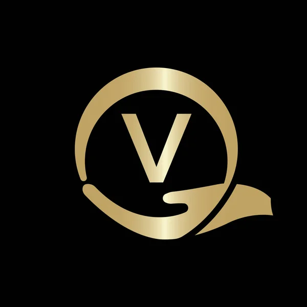 Hand Care Logo Mall Brev Kreativt Brev Logo Design Vector — Stock vektor