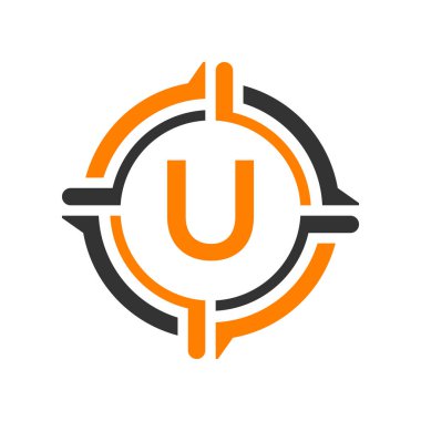İlk U harfi Logo Tasarım Şablonu. Soyut Harf U logosu Tasarımı