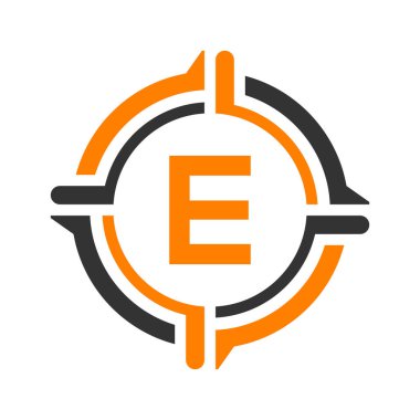 İlk E harfi Logo Tasarım Şablonu. Soyut Harf E logosu Tasarımı