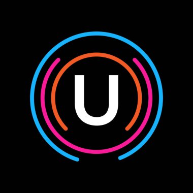 U harfi konseptli teknoloji logosu tasarımı. U harfi teknoloji logosu tasarımı. Soyut Ağ Logosu Tasarımı.