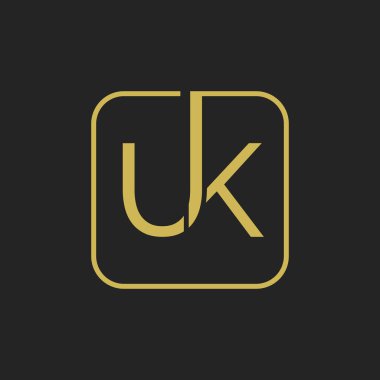 Initial Uk Letters Square Shape Icon Logo Design.