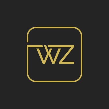 Initial WZ Letters Square Shape Icon Logo Design.