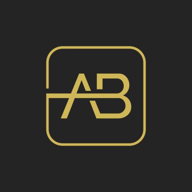 Initial AB Letters Square Shape Icon Logo Design.