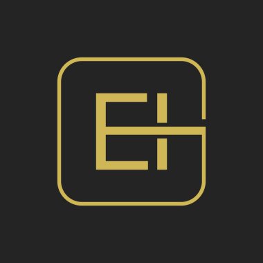 Initial EI Letters Square Shape Icon Logo Design.