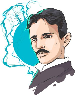  Nikola Tesla 'nın vektör illüstrasyonu- portresi