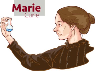 Kimyager Marie Curie vektör çizimi