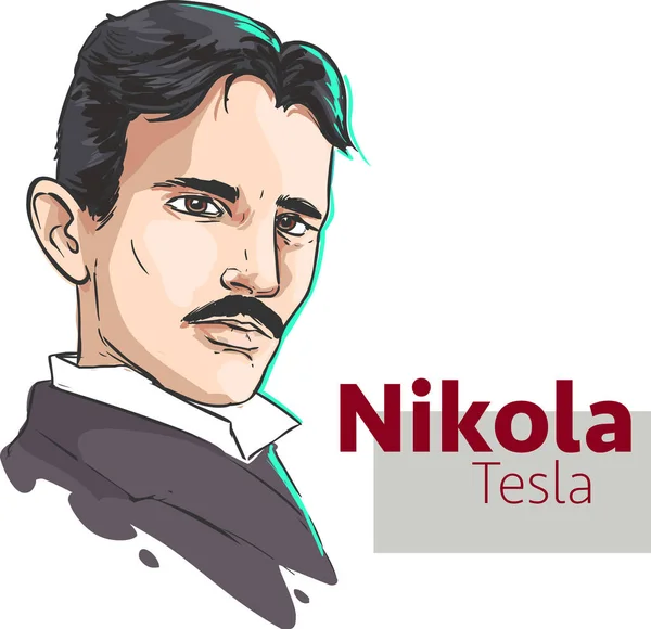 Vector Illustration Nikola Tesla Portrait — Stock Vector