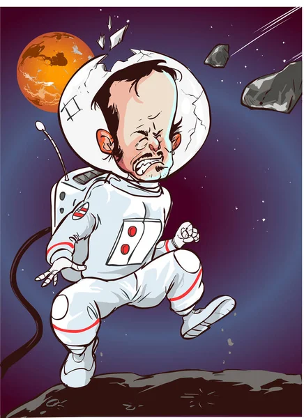 Funny Angry Man Astronaut Comic Book Cartoon Pop Art Retro — стоковый вектор