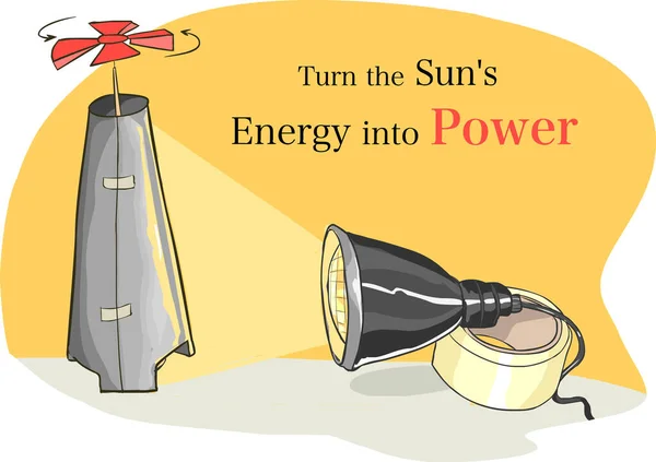 Güneş Enerjisini Ortamı Vektör Illüstrasyonunda Güce Çevir — Stok Vektör