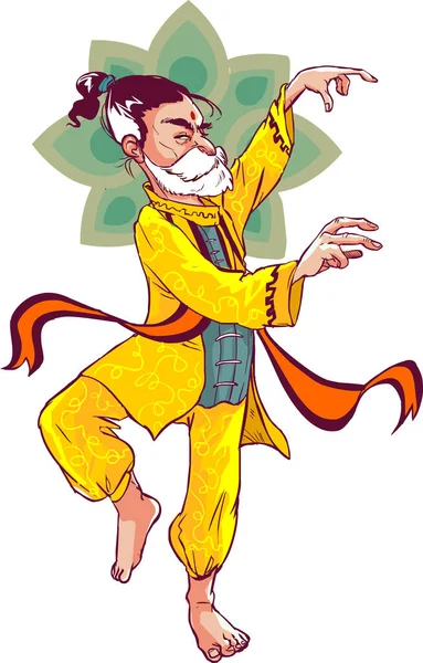 Indiase Man Cartoon Dansen Ontwerp Vector Afbeelding — Stockvector