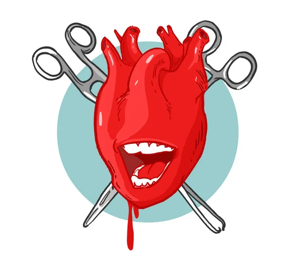 Surgical Scissors Smiling Heart — стоковый вектор