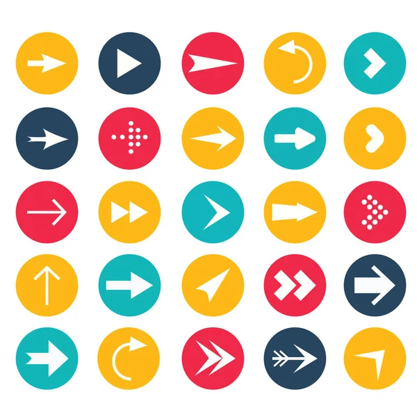 Conjunto de ícone de seta. Coleção de colorido sinal de setas diferentes —  Vetores de Stock