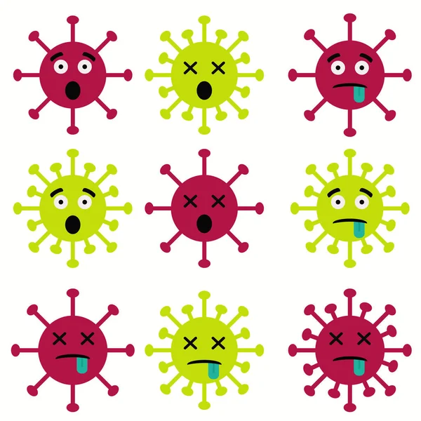 Бактерии, милые цветные микробы. набор эмоциональных микроорганизмов — стоковый вектор