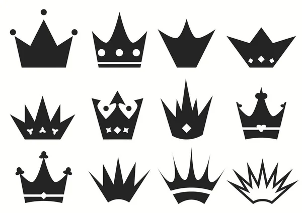 Wappensymbole, Königskronen-Ikonensatz, Krone für Wappen und Wappen, Vektor — Stockvektor