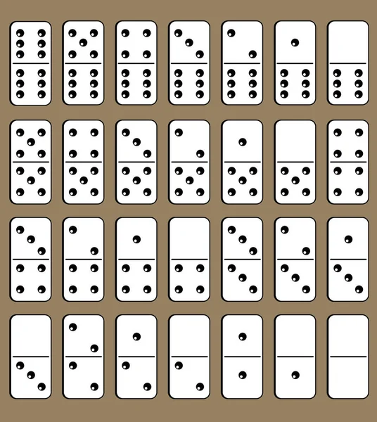 Conjunto de dominó con reflejos sobre un fondo marrón — Archivo Imágenes Vectoriales