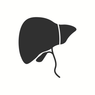 Beyaz arkaplanda siyah renkli insan karaciğeri simgesi izole