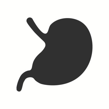 Beyaz zemin üzerinde siyah tarzda izole edilmiş insan mide simgesi