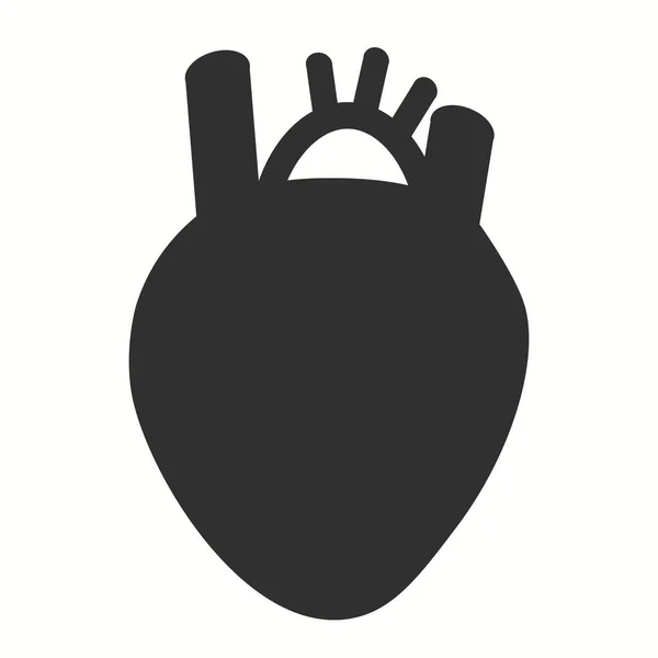 Icône coeur humain en style noir isolé sur fond blanc — Image vectorielle