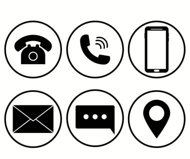 Bağlantı Satır Simgeleri. Mobil ve Web için. Akıllı Telefon, Mesajlaşma, Konum gibi simgeler içerir